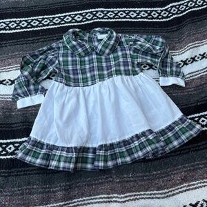 MAYFAIR GREEN WHITE PLAID PRAIRIE COTTAGE CORE DRESS SIZE 2T